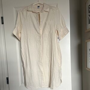 Old Navy Women’sCasual Cream Button Down Shirt Dress